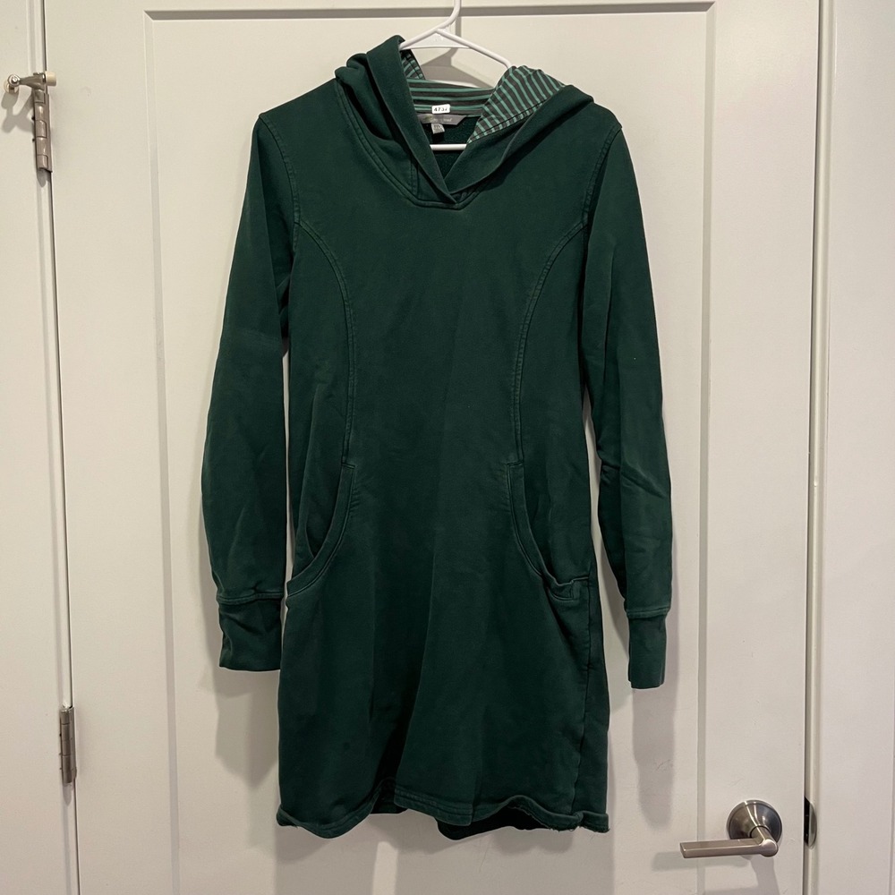 Horny Toad Womens Green Hoodie Dress Long Sleeve Sweatshirt Pockets Size Medium